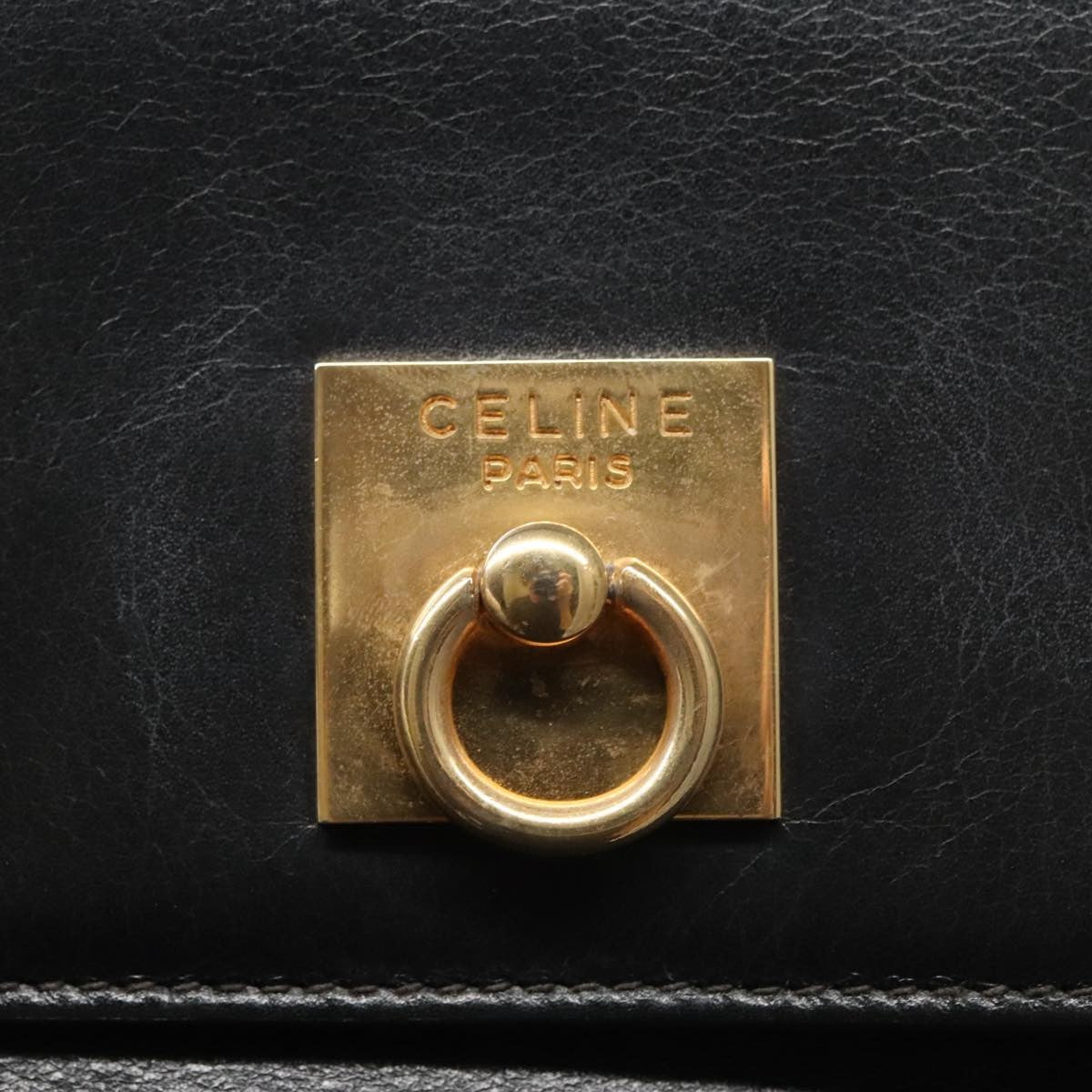 Celine Shoulder Bag Leather, BLACK, LEATHER, Shoulder bag