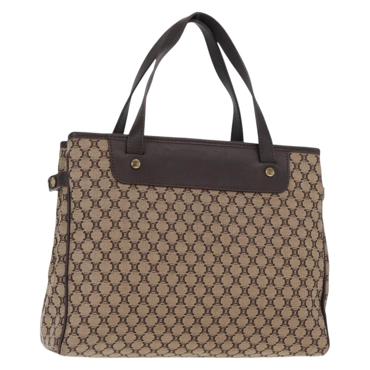 Celine Vintage Macadam Handbag Canvas, BEIGE, CANVAS, Handbag