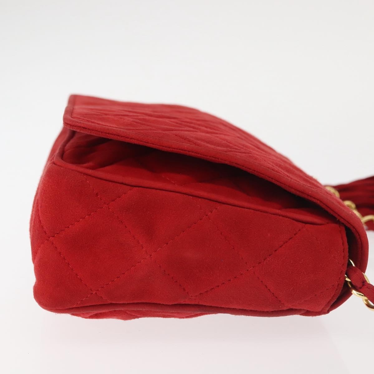 Chanel Vintage Tassel Full Flap Shoulder Bag Quilted Suede, RED, SUEDE, Shoulder bag