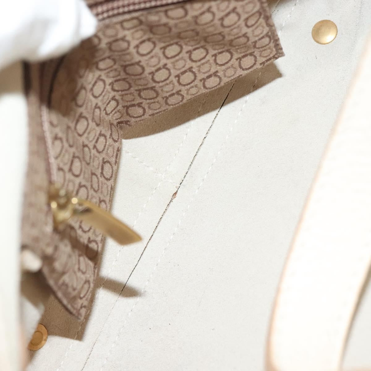 Salvatore Ferragamo Gancini handbag Leather, WHITE, LEATHER, Handbag