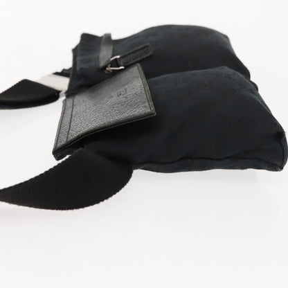 Gucci Vintage Double Belt Bag GG Canvas with Leather, BLACK, CANVAS, Shoulder bag