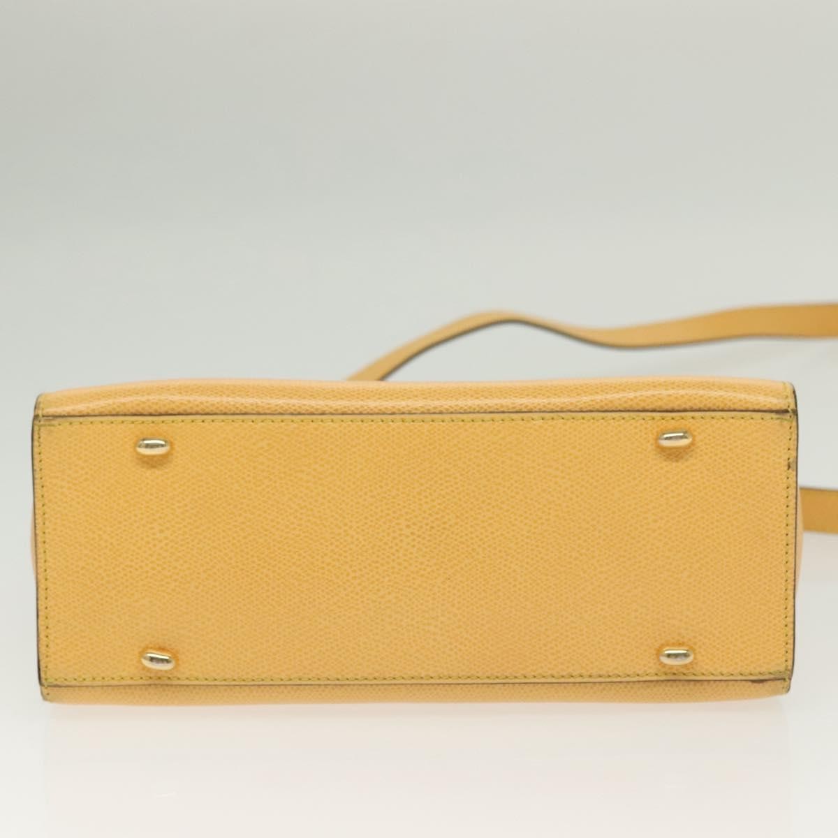 Celine Vintage Convertible Turnlock Top Handle Bag Leather, YELLOW, LEATHER, Handbag