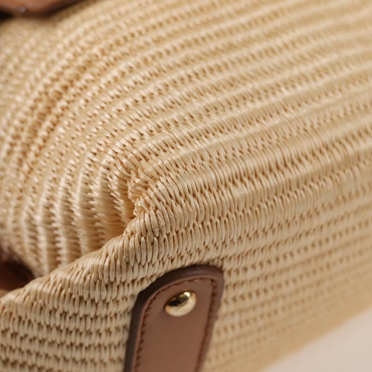 Salvatore Ferragamo Sofia Satchel Raffia with Leather, BEIGE, WOOD, Handbag