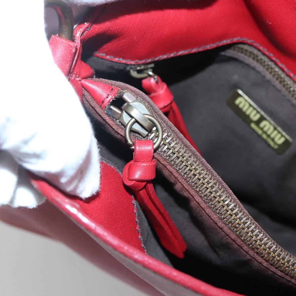 Miu Miu Triple Compartment Convertible Satchel Leather, RED, LEATHER, Shoulder bag