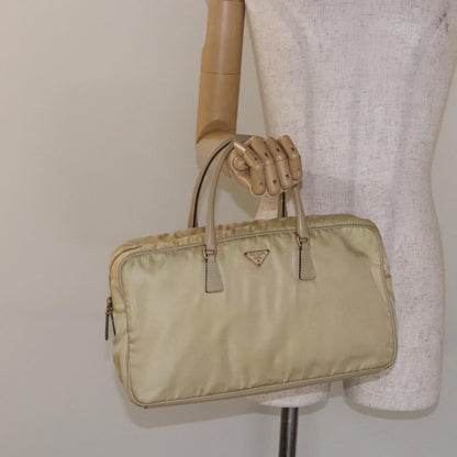 Prada Vintage Zip Handbag Tessuto, BEIGE, NYLON, Handbag