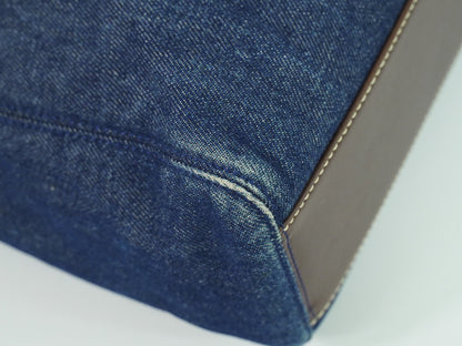 Chanel Vintage CC Tote Denim with Leather, NAVY, DENIM_JEANS, Tote bag
