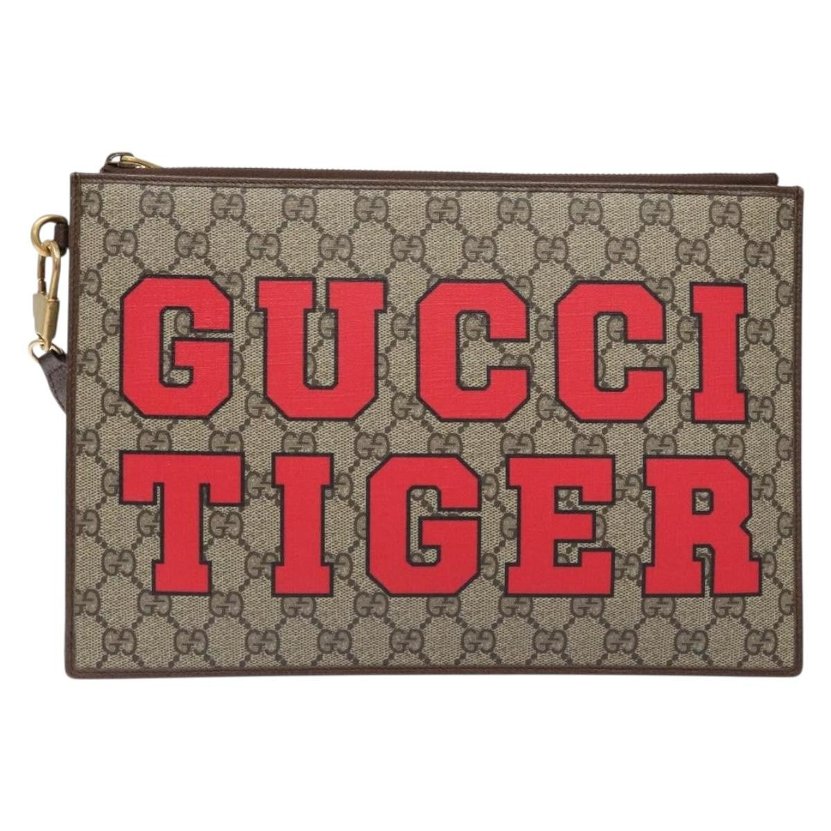Gucci GG Marmont Pouch Coated Canvas, BEIGE, PVC, Clutche & pouche