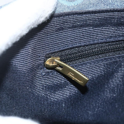 Salvatore Ferragamo Gancini Shoulder Bag Canvas, BLUE, CANVAS, Shoulder bag