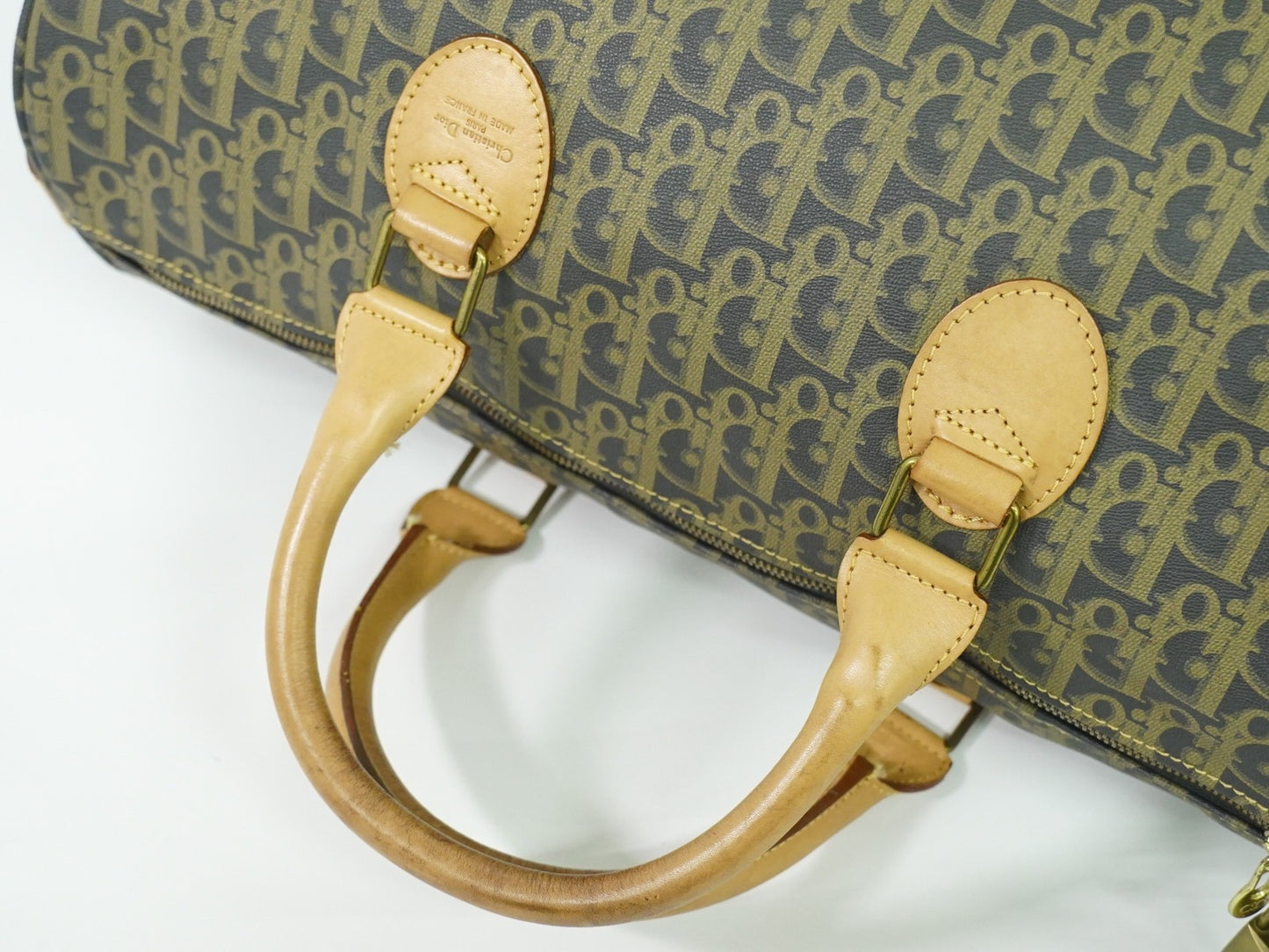 Christian Dior Vintage Trotter Boston Bag Canvas, NAVY, CANVAS, Travel bag