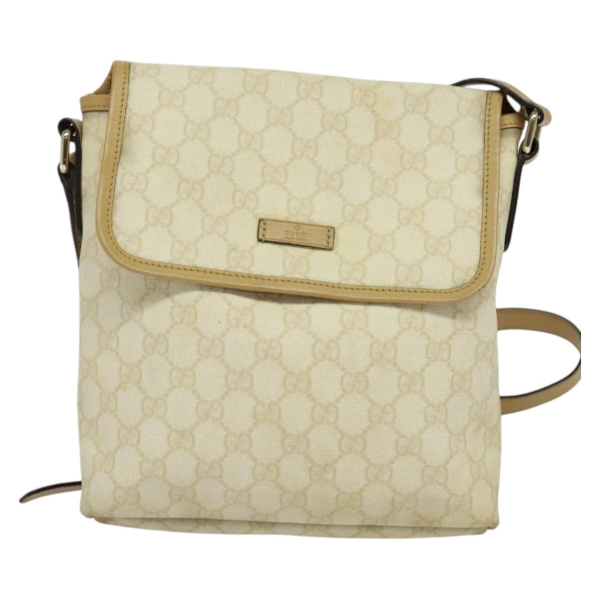 Gucci Flap Messenger GG Coated Canvas, BEIGE, PVC, Shoulder bag