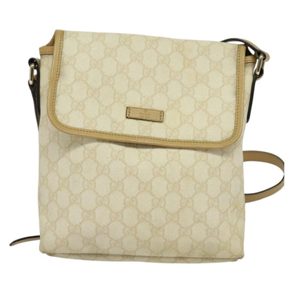 Gucci Flap Messenger GG Coated Canvas, BEIGE, PVC, Shoulder bag