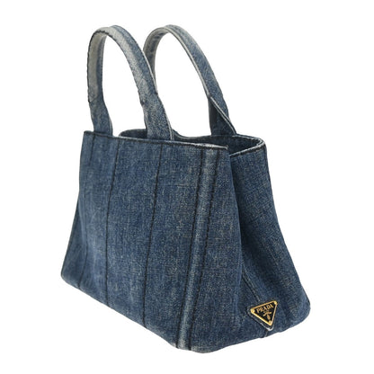 Prada Canapa Open Tote Denim, BLUE, DENIM_JEANS, Tote bag
