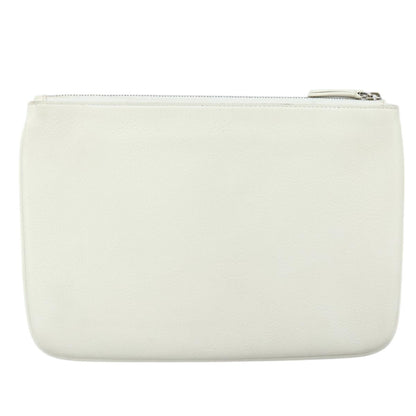 Balenciaga Everyday Logo Pouch Printed Leather, WHITE, LEATHER, Clutche & pouche