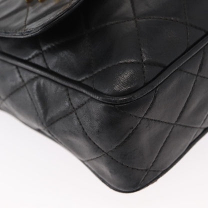 Chanel CC Chain & Tassel Front Pocket Camera Bag Quilted Lambskin, BLACK, LEATHER, Shoulder bag