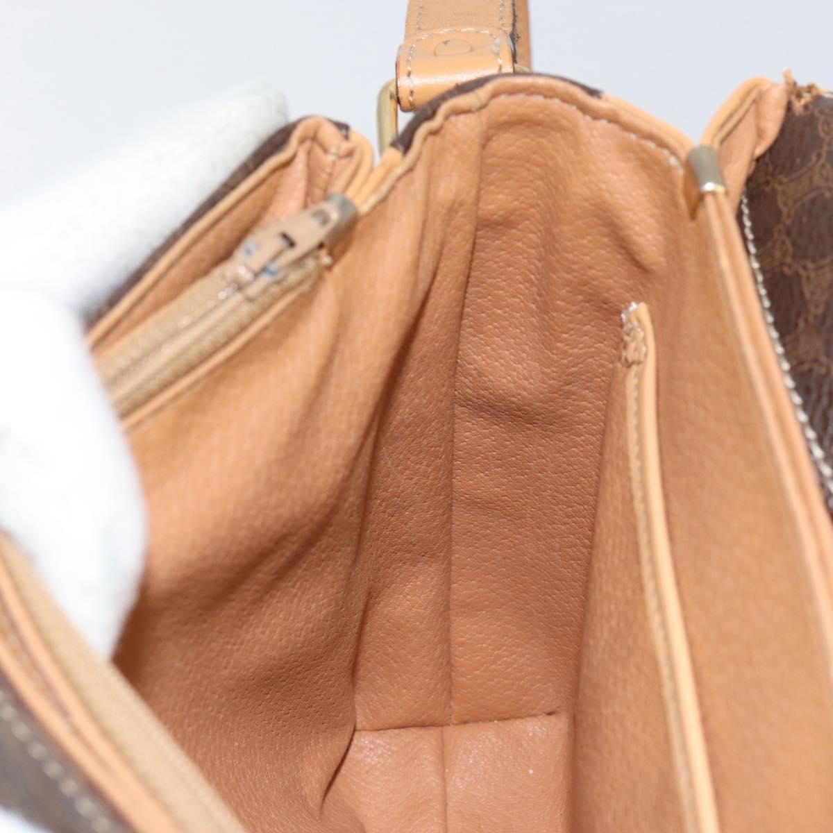 Celine Vintage Macadam Shoulder Bag Canvas and Leather, BROWN, CANVAS, Shoulder bag