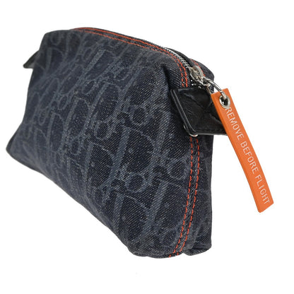 Christian Dior Flight pouch Trotter Pattern Denim, BLUE, DENIM_JEANS, Clutche & pouche