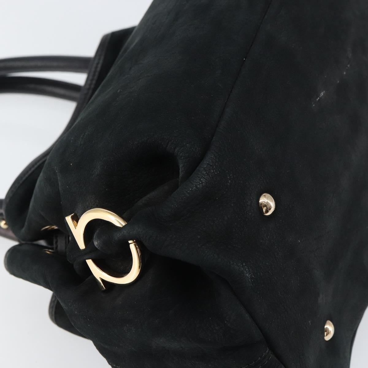 Salvatore Ferragamo Gancini Tote Suede, BLACK, SUEDE, Tote bag