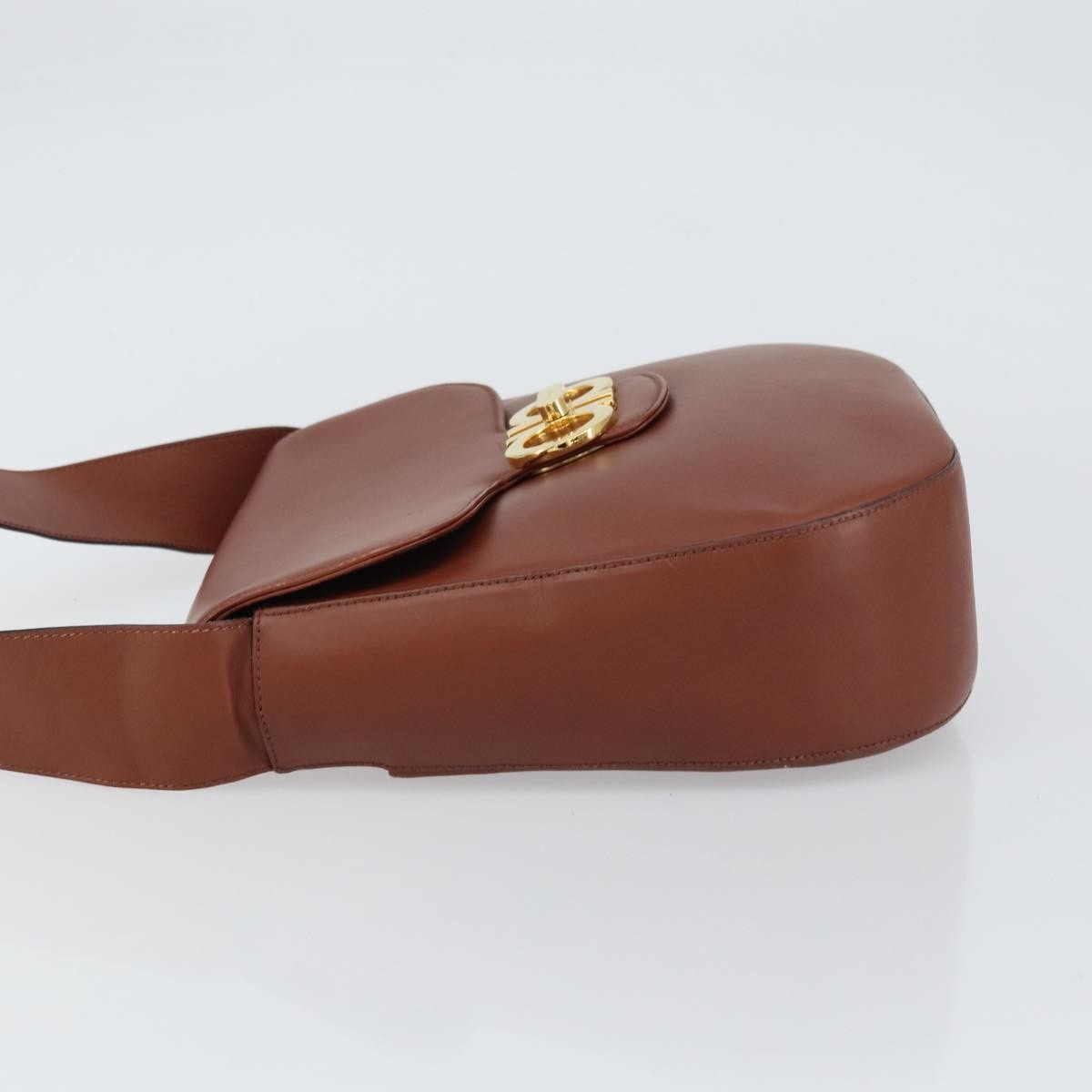 Salvatore Ferragamo Gancini Shoulder Bag Leather, BROWN, LEATHER, Shoulder bag