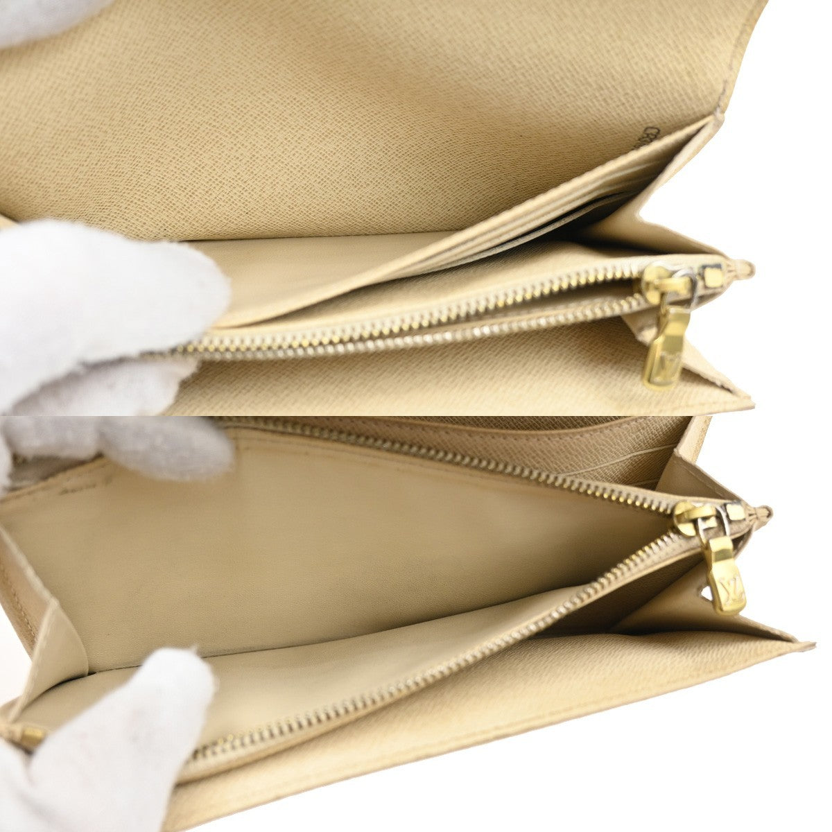 Louis Vuitton Vintage Sarah Wallet Damier, WHITE, CANVAS, Wallets