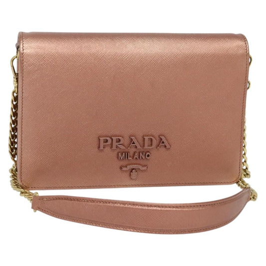 Prada Monochrome Chain Flap Bag Saffiano Leather, PINK, LEATHER, Shoulder bag