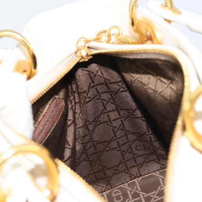 Christian Dior Vintage Lady Dior Bag Cannage Quilt Lambskin, WHITE, LEATHER, Handbag