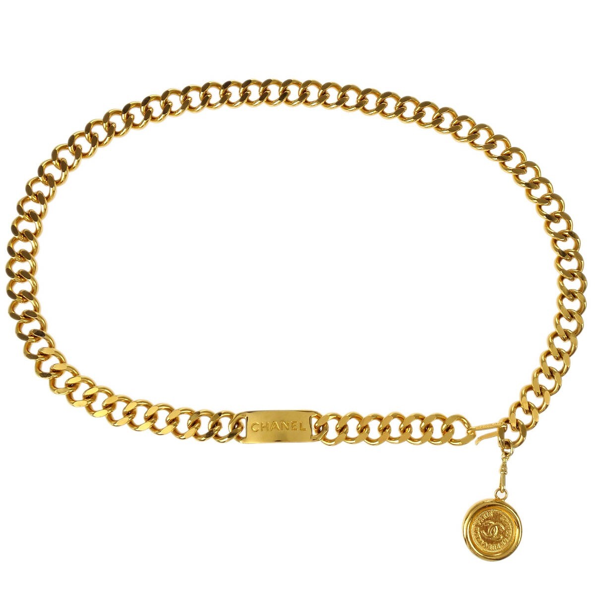 Chanel Medallion Chain Link Belt Metal, GOLD, GOLD_PLATED, Belts
