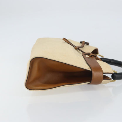 Gucci Vintage Bamboo Handle Bag Canvas, BEIGE, CANVAS, Tote bag