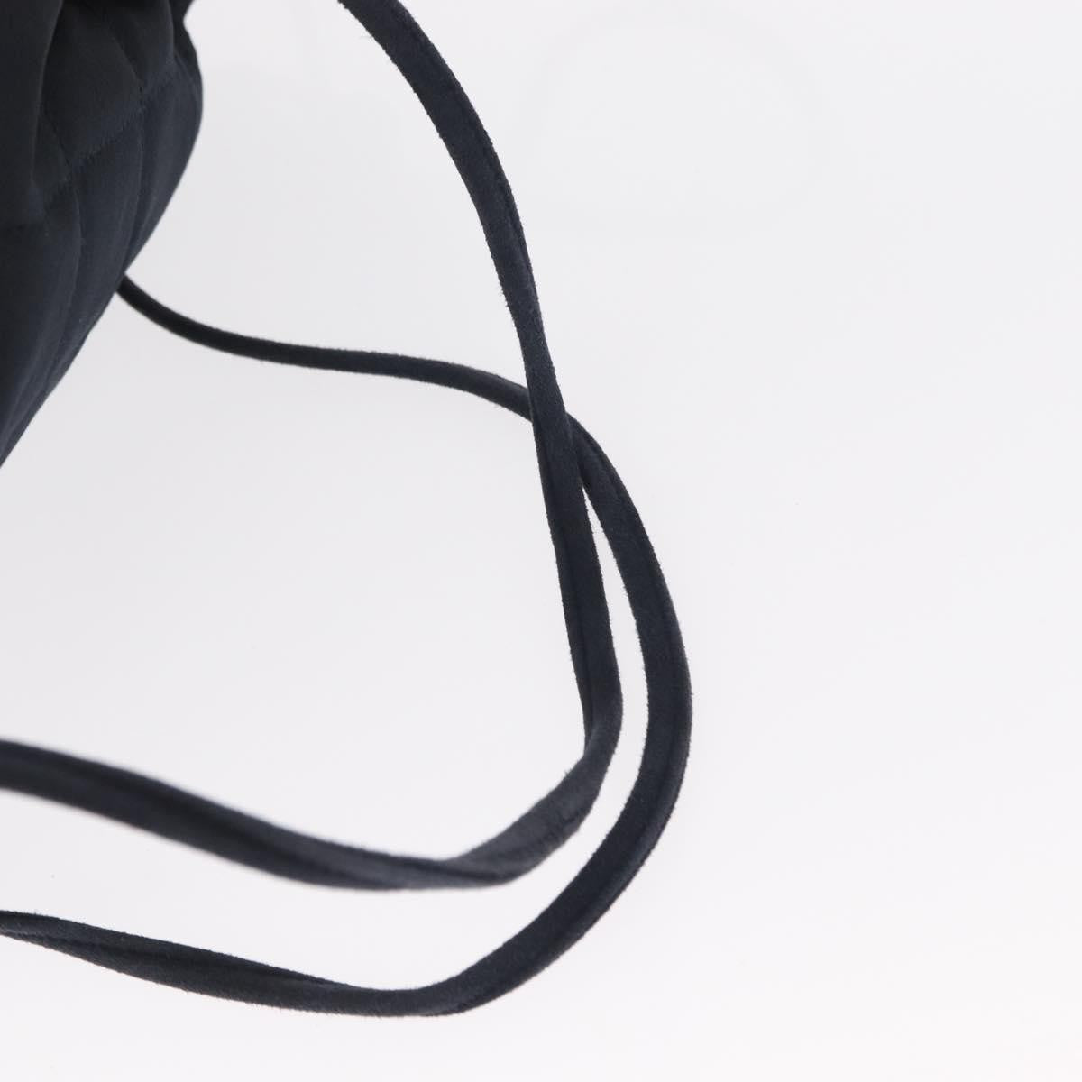 Chanel Vintage Drawstring Backpack Quilted Satin with Suede, NAVY, SATIN, Backpack