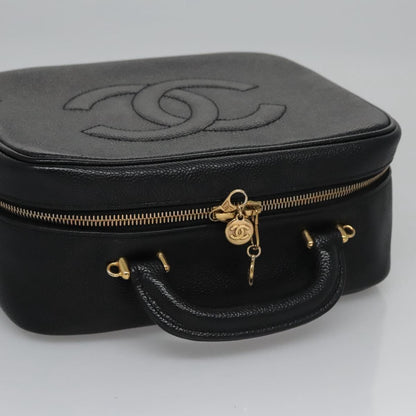 Chanel Vintage Timeless Zip Around Vanity Case Caviar, BLACK, LEATHER, Toiletry Case
