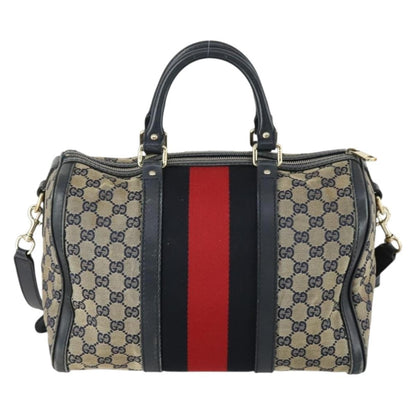 Gucci Vintage Web Boston Bag GG Canvas, NAVY, CANVAS, Handbag