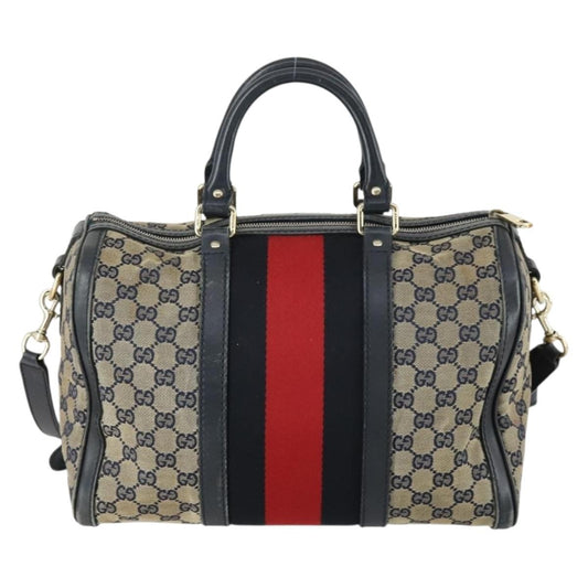 Gucci Vintage Web Boston Bag GG Canvas, NAVY, CANVAS, Handbag