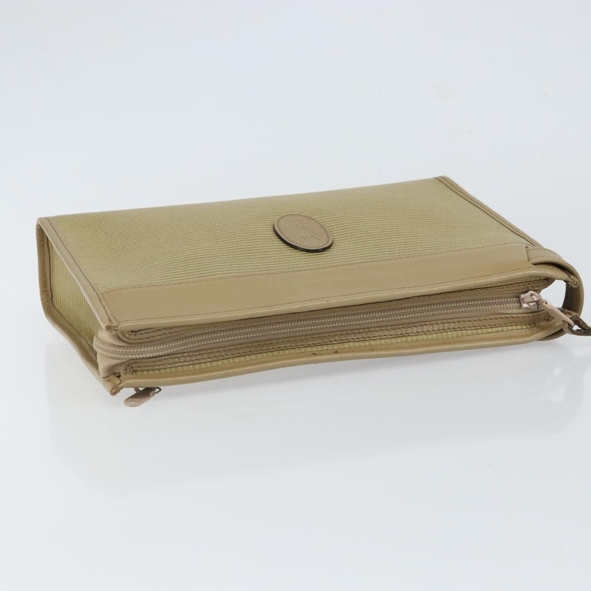 Saint Laurent Zip Pouch Leather, BEIGE, LEATHER, Clutche & pouche