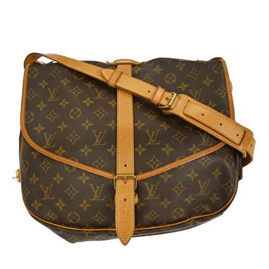 Louis Vuitton Saumur Handbag Monogram Canvas, BROWN, CANVAS, Shoulder bag