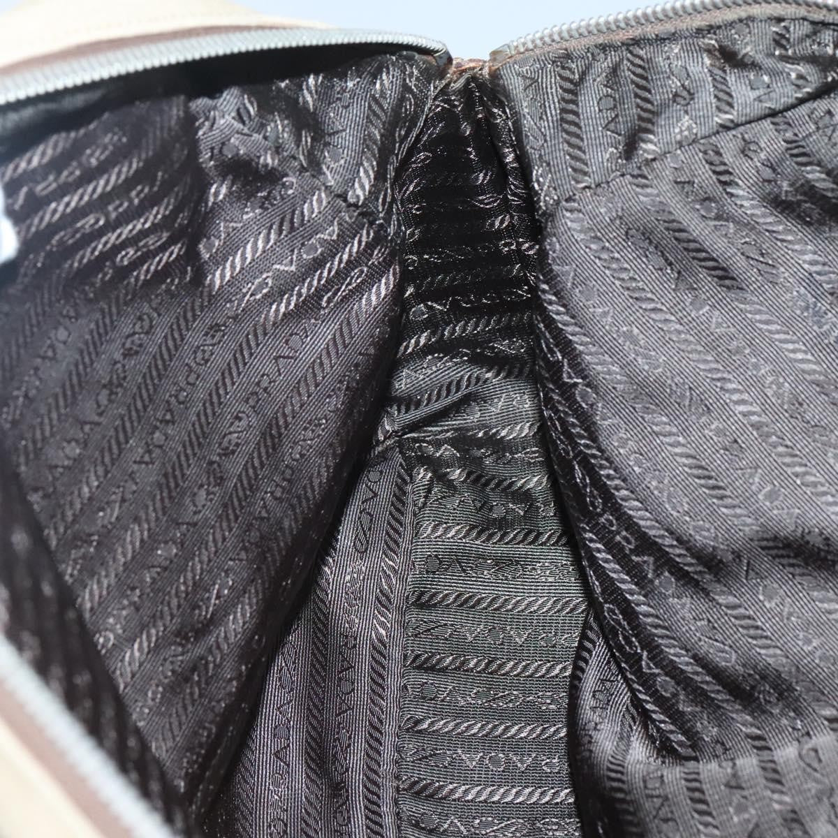 Prada Bauletto Bag Canvas with Leather, BEIGE, CANVAS, Handbag