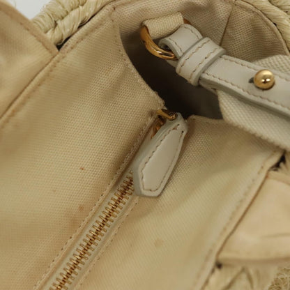 Prada Fringe Wicker Tote Woven Straw, GOLD, WOOD, Handbag