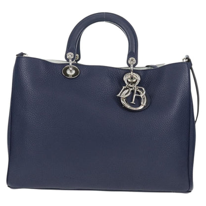 Christian Dior Diorissimo Tote Pebbled Leather, NAVY, LEATHER, Tote bag