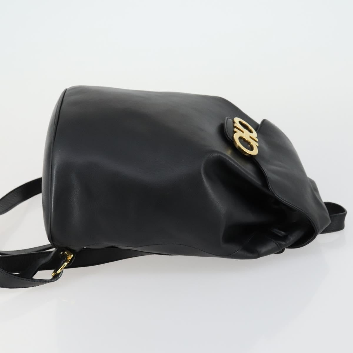 Salvatore Ferragamo Gancini Backpack Leather, BLACK, LEATHER, Backpack