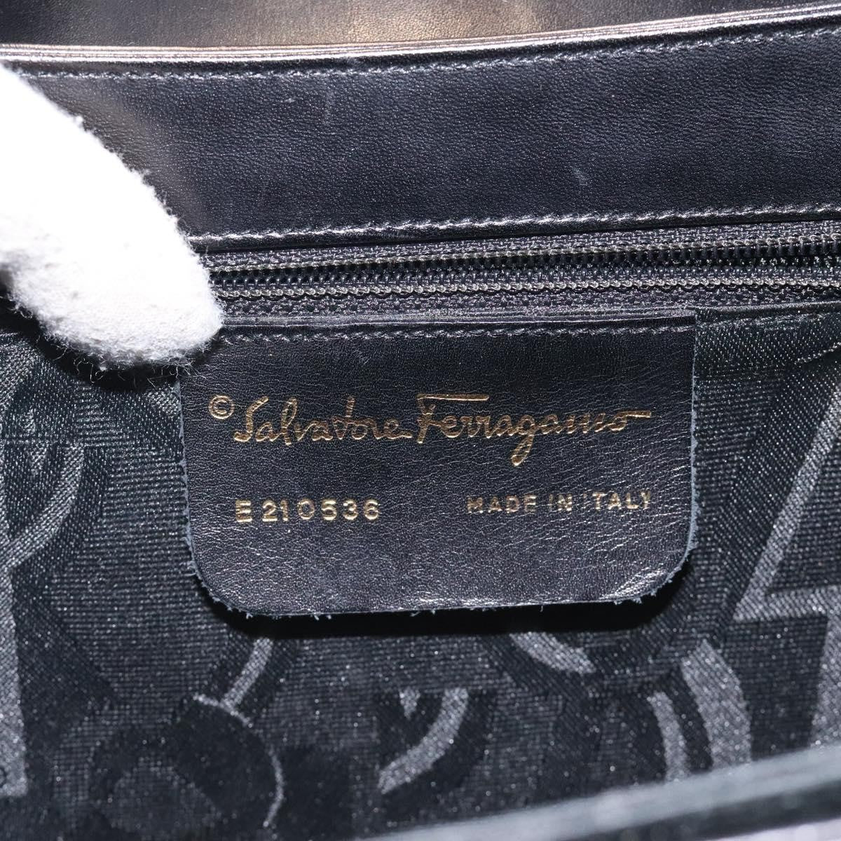 Salvatore Ferragamo Convertible Top Handle Bag Leather, BLACK, LEATHER, Handbag