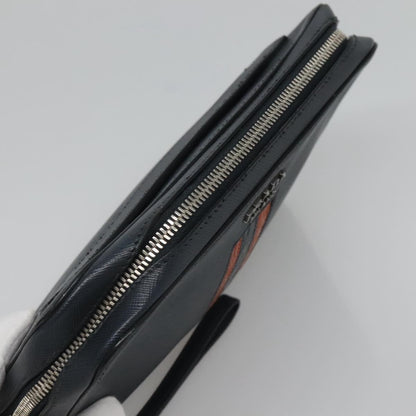 Prada Zip Pochette Saffiano Leather, NAVY, LEATHER, Clutche & pouche