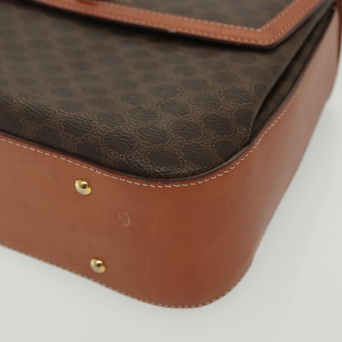 Celine Vintage Convertible Top Handle Bag Macadam Coated Canvas, BROWN, CANVAS, Handbag