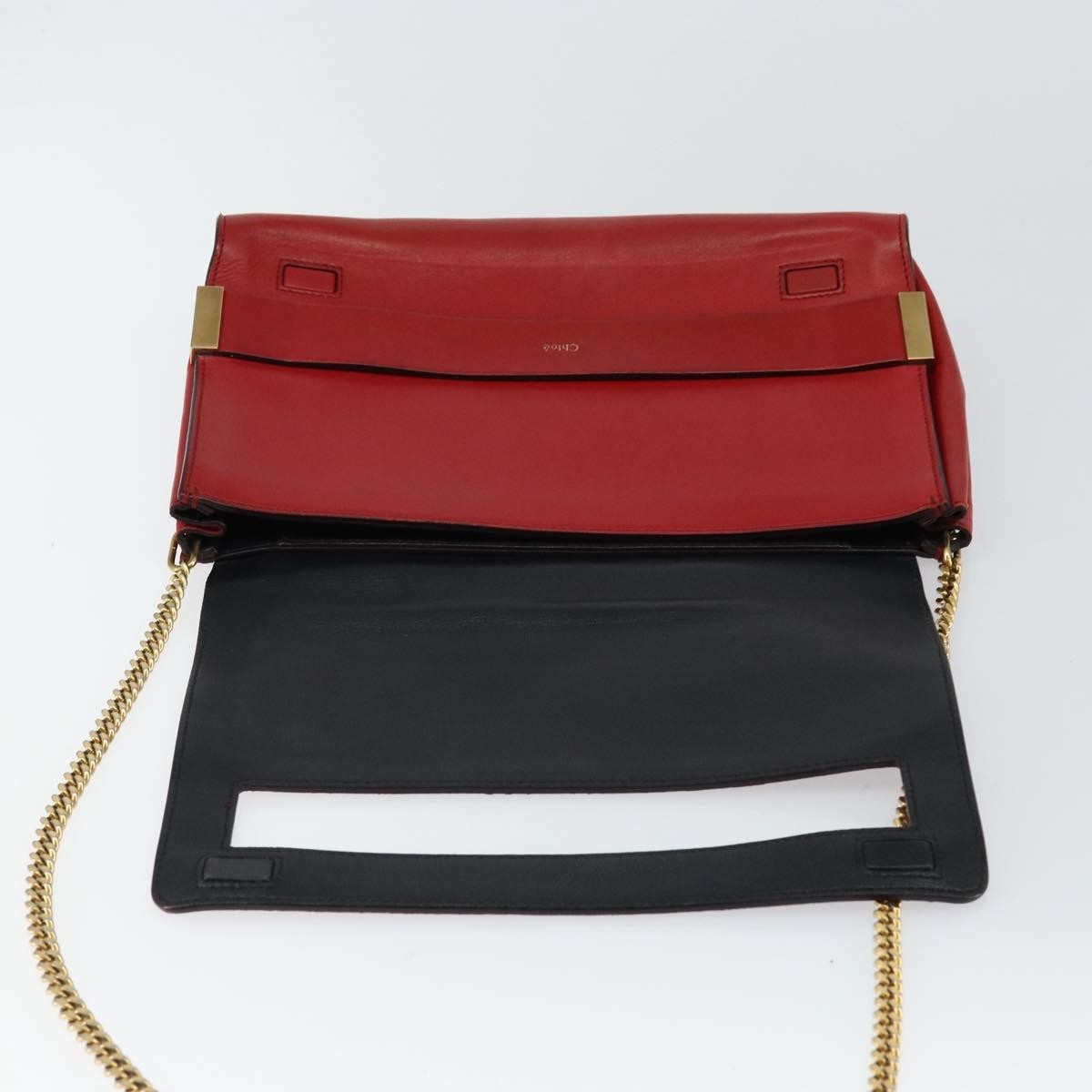 Chloe Elle Chain Clutch Leather, RED, LEATHER, Clutche & pouche