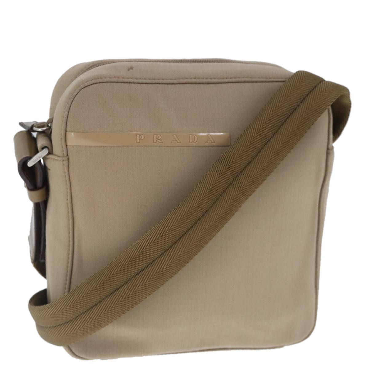 Prada Vintage Shoulder Bag Canvas, BEIGE, CANVAS, Shoulder bag