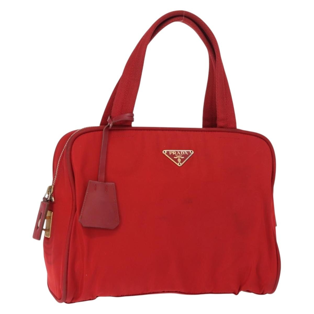 Prada Zip Around Tote Tessuto, RED, NYLON, Handbag