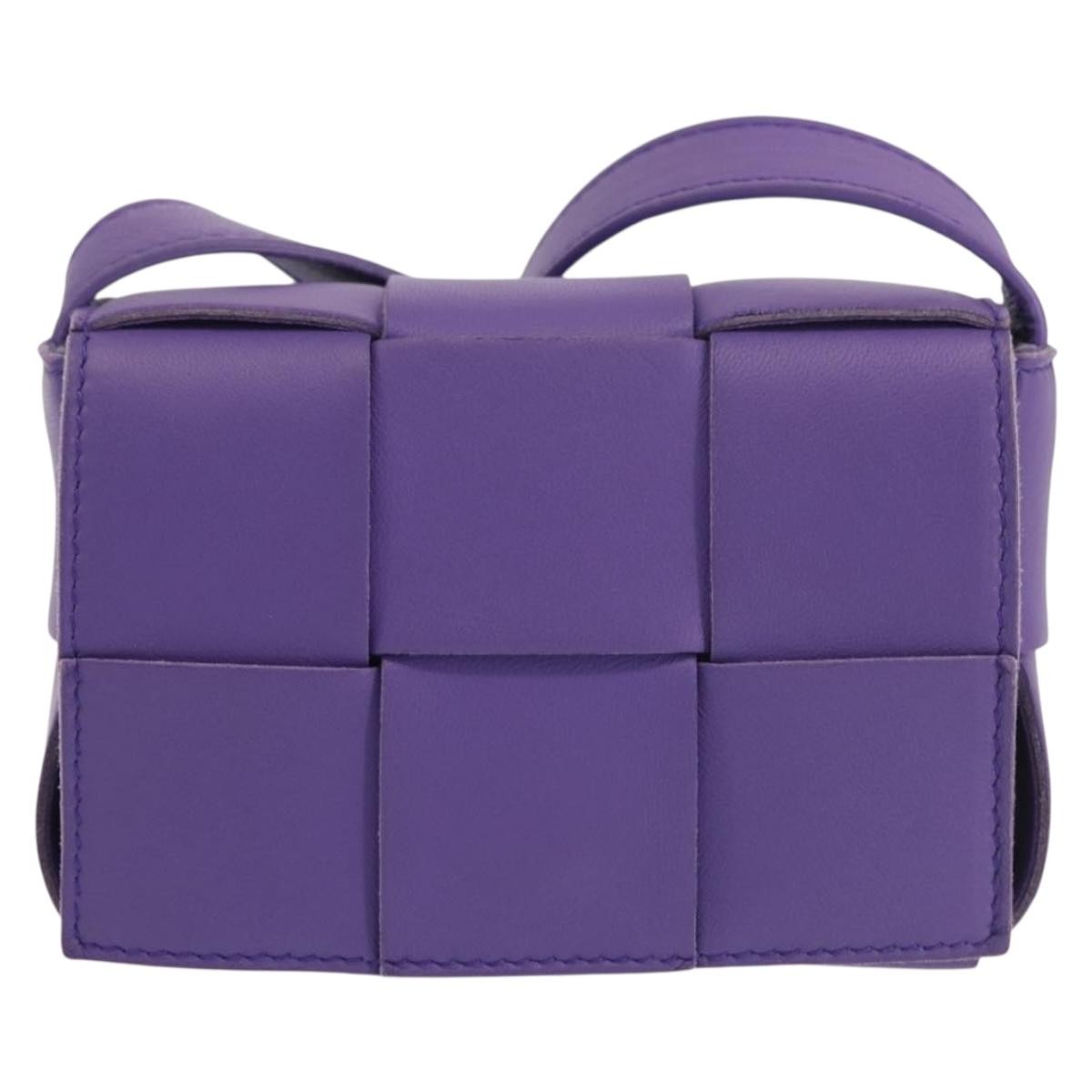 Bottega Veneta Cassette Crossbody Bag Padded Maxi Intrecciato Leather, PURPLE, LEATHER, Crossbody bag