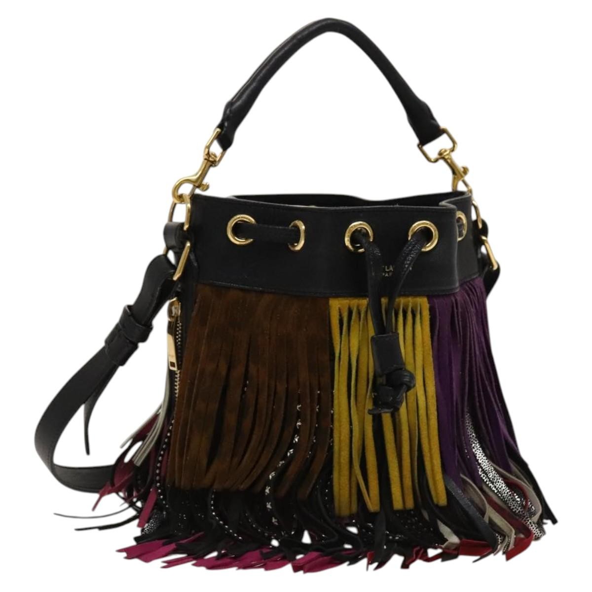 Saint Laurent Fringe Emmanuelle Bucket Bag Leather, MULTICOLOUR, LEATHER, Handbag
