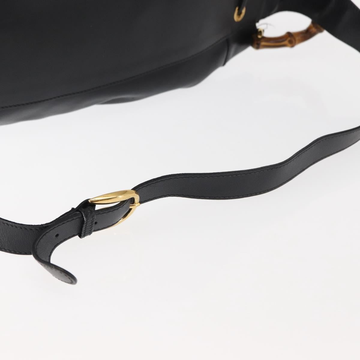 Gucci Vintage Bamboo Sling Backpack Leather, BLACK, LEATHER, Backpack