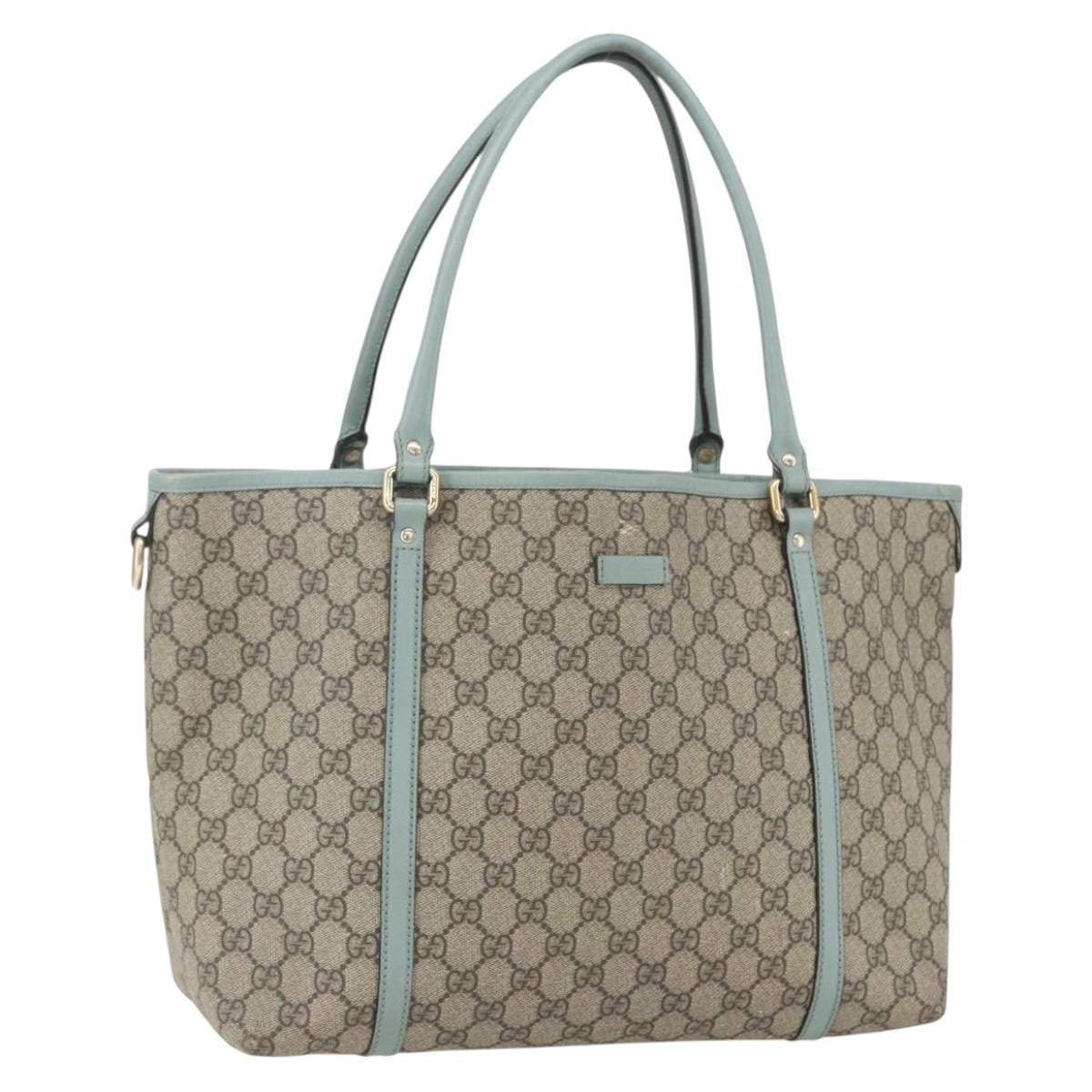 Gucci Joy Plus Tote GG Coated Canvas with Leather, BEIGE, PVC, Tote bag