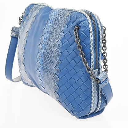 Bottega Veneta Intrecciato Shoulder bag Leather, Blue, Leather, Handbag
