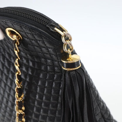 Bally Vintage Chain Shoulder Bag Quilted Leather, NAVY, LEATHER, Shoulder bag