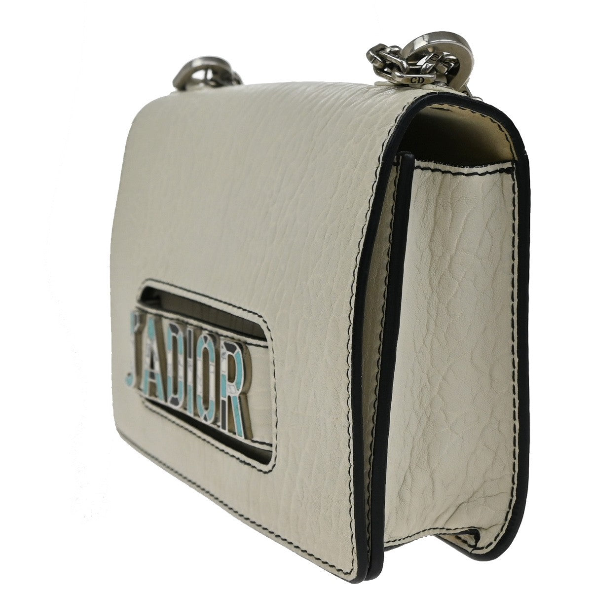 Christian Dior J'Adior Flap Bag Canyon Grained Lambskin with Mosaic Detail, WHITE, LEATHER, Shoulder bag